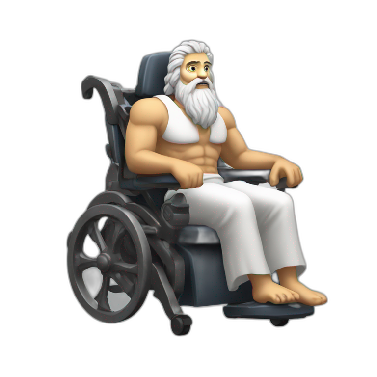 zeus on a wheeling chair emoji