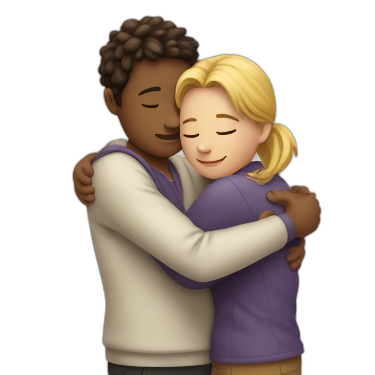 a person hugging another person emoji