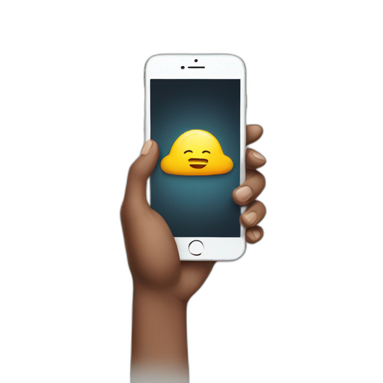 Hand holding iphone emoji