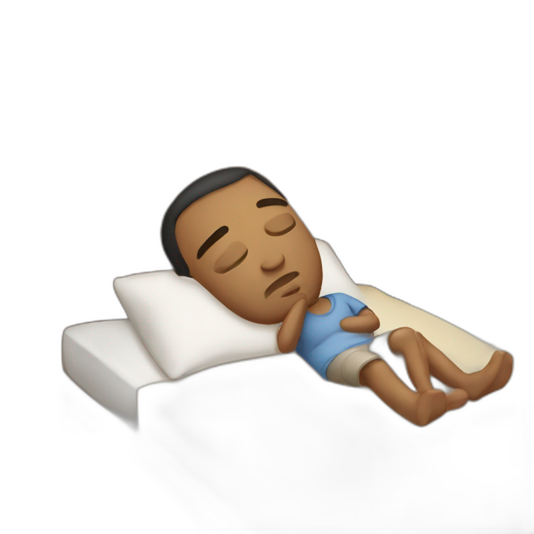 Lazy sleeping in the bed guy emoji