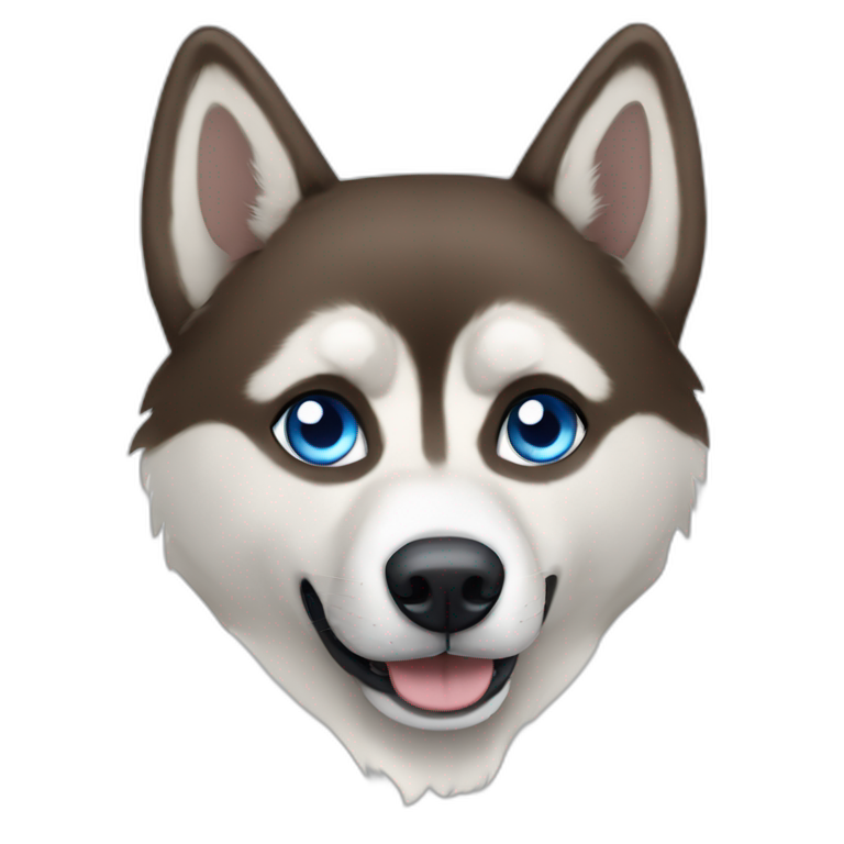 Husky brown with one eye blue and one eye brown emoji
