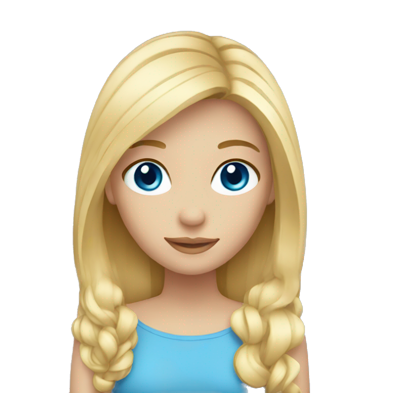girl blond hair, blue eyes, longer hair emoji