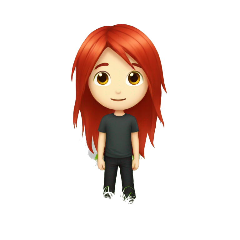 boy with long red hair emo and grass emoji