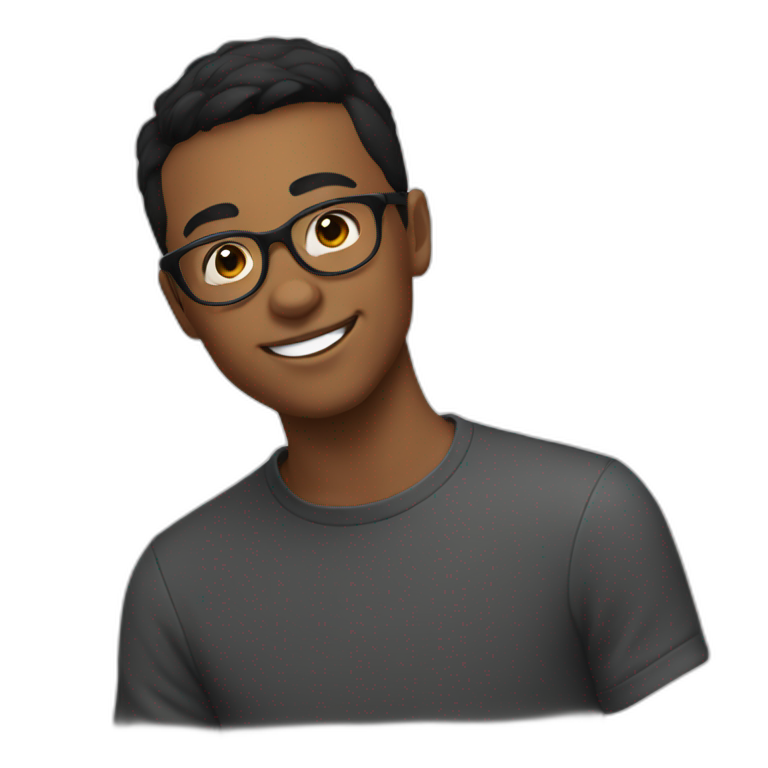 young man with round glasses and black short hair emoji