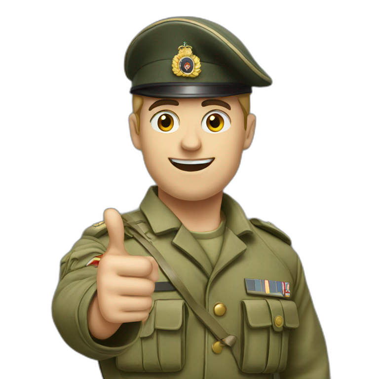 British army soldier pointing with hand emoji