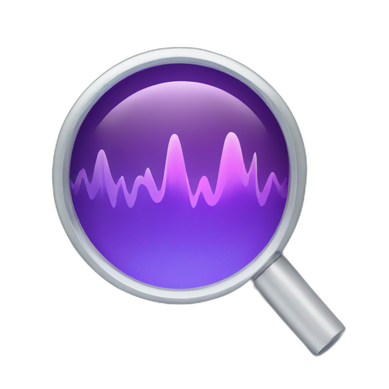 Magnifying glass over a sound wave emoji