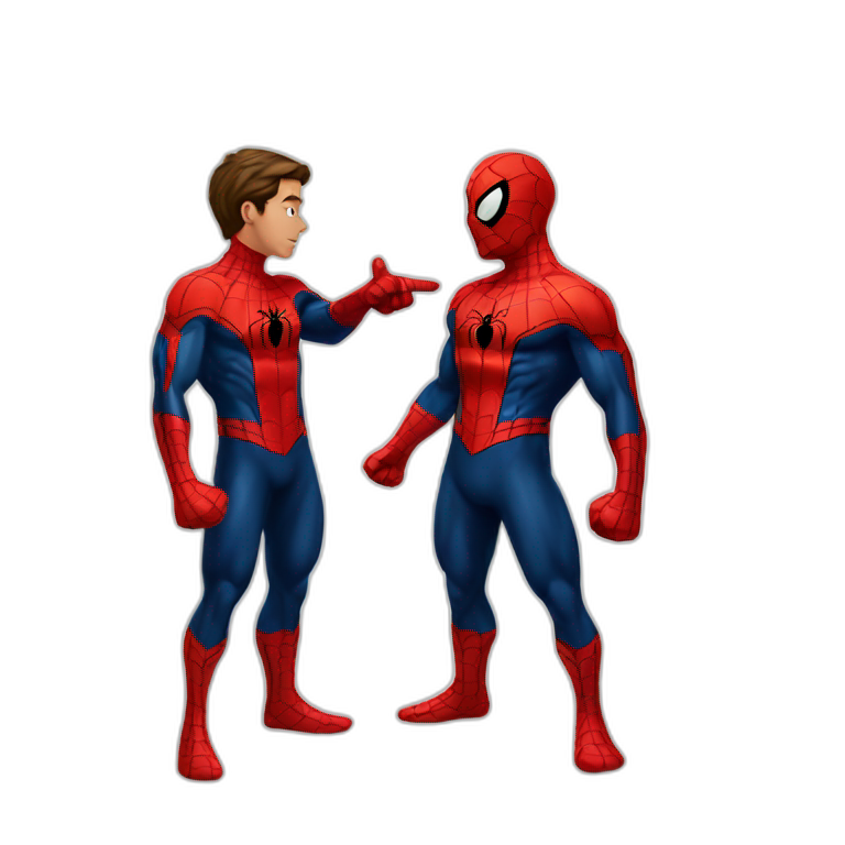 standing spiderman pointing at spiderman emoji
