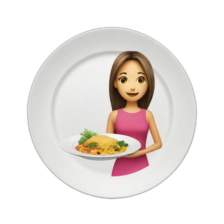 dinner plate with girl emoji