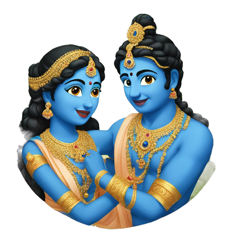 Radha with blue Krishna  emoji