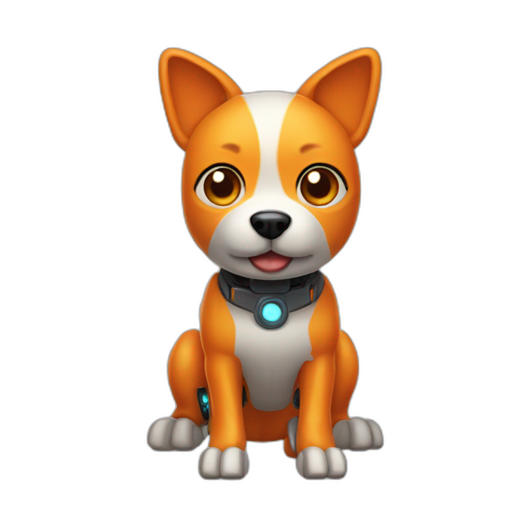 robotic animatronic tiny orange dog emoji