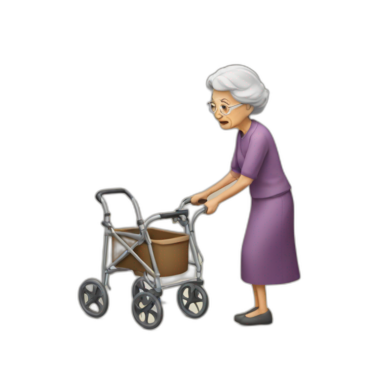 old woman with walker emoji