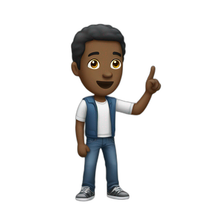 black man pointing his head emoji