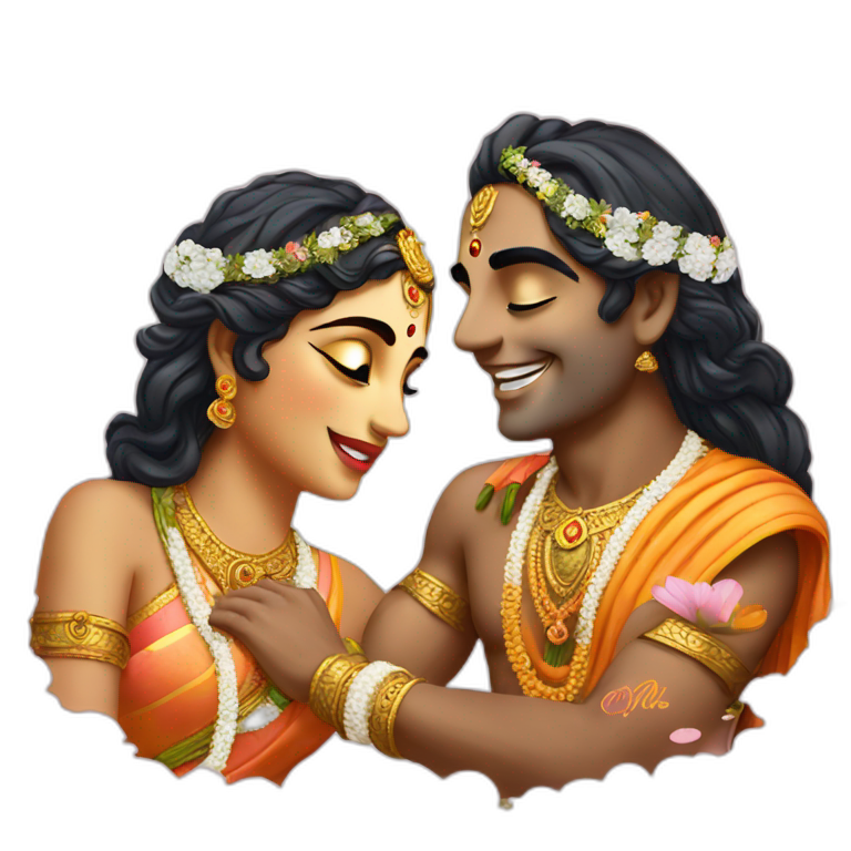 Good morning with Radha Krishna  emoji