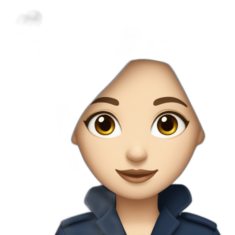 muslim white girl with levant white hijab and navy blue trench coat emoji