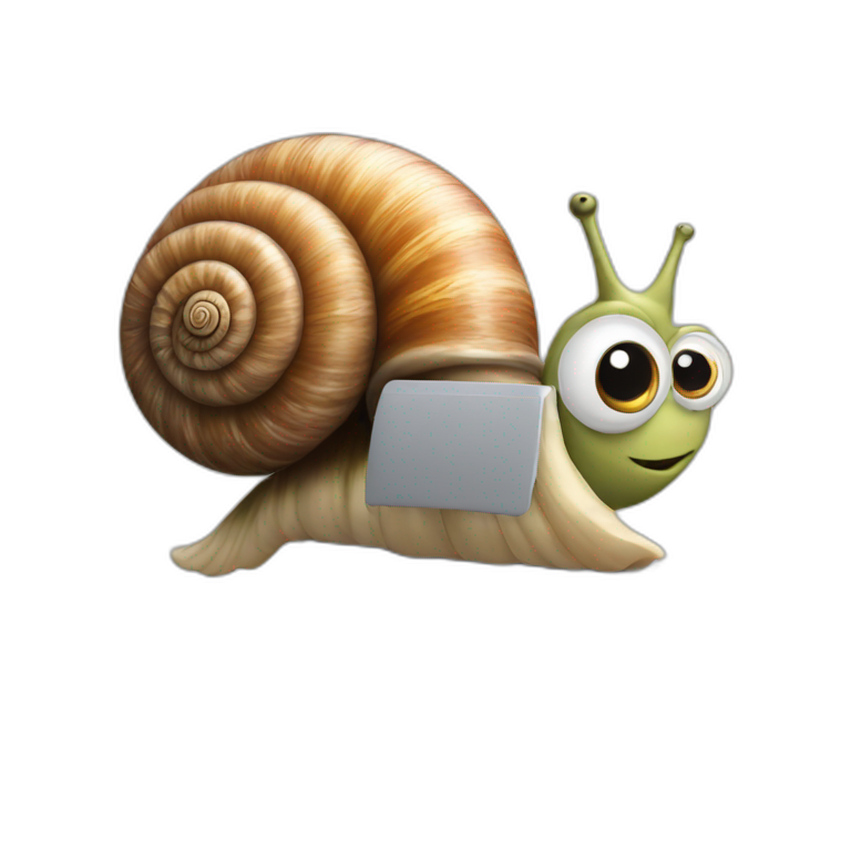a snail with a computer emoji