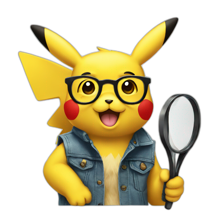 Pikachu holding specs emoji