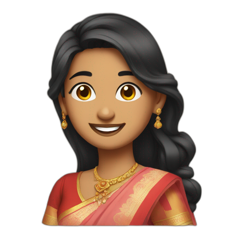 Indian 23 year old female, saree, smiling and winking  emoji