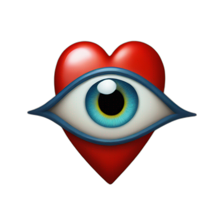 Evil eye with red heart emoji