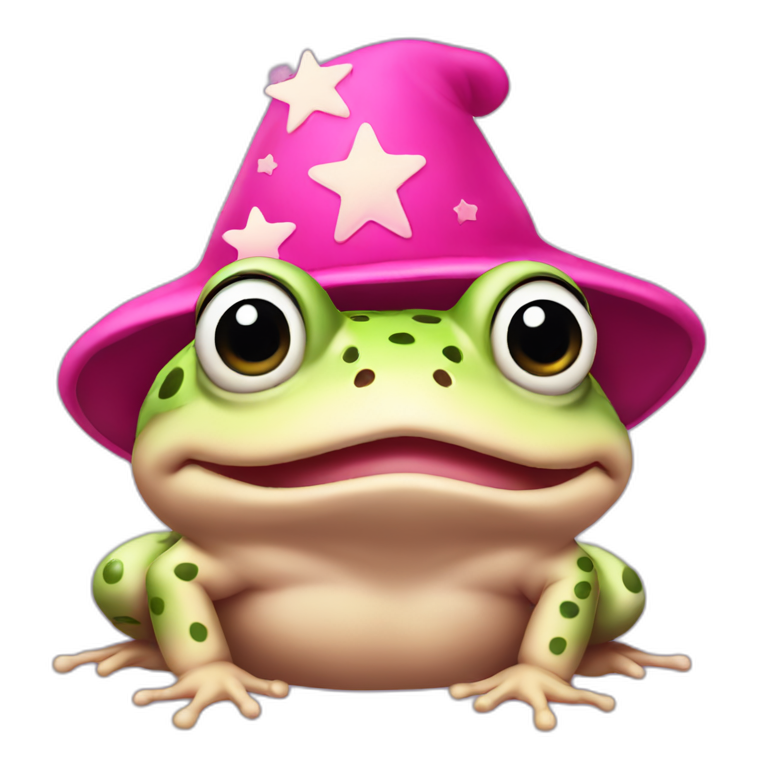 A toad with A pointed pink hat with stars emoji