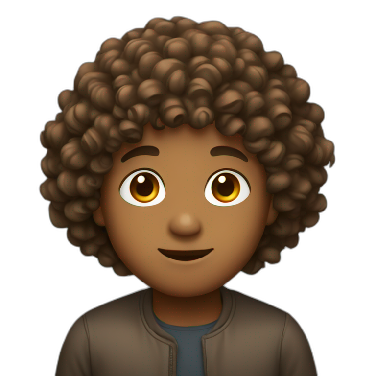 Brown boy with curly hair  emoji