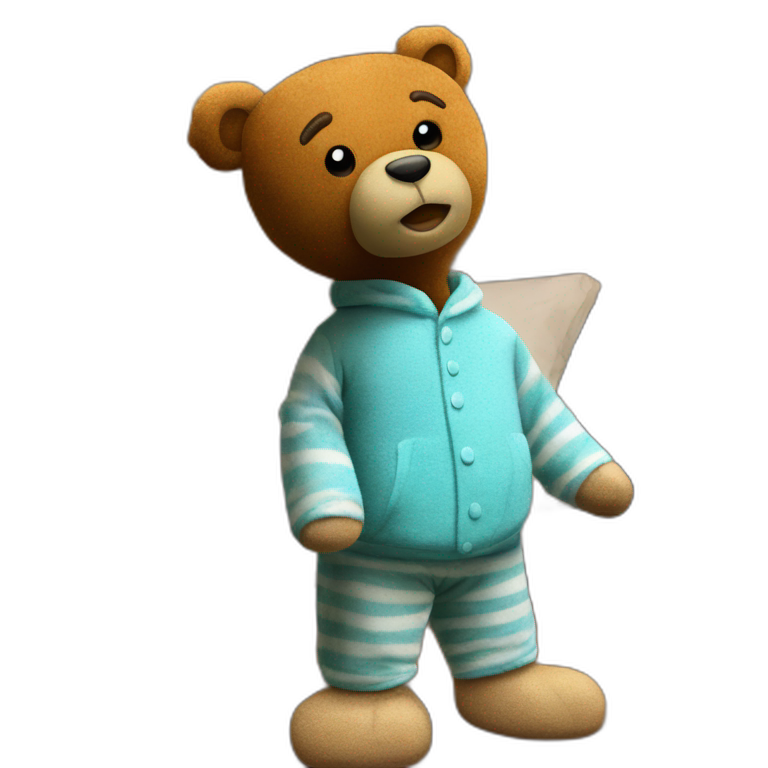cozy teddy bear in pajamas emoji