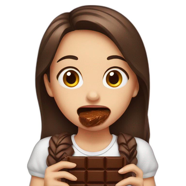 A girl eating chocolate  emoji