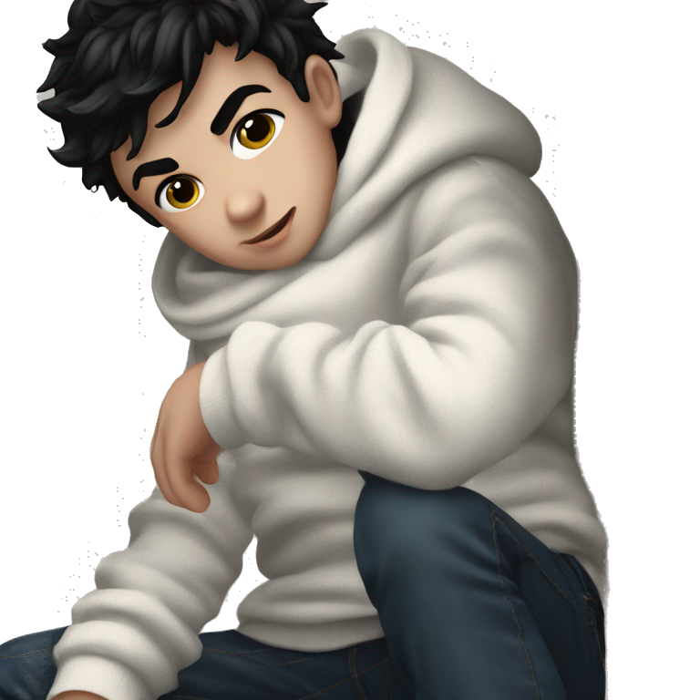 cozy boy in white sweater emoji