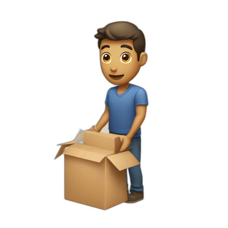 A man giving a package with the word attention on it emoji