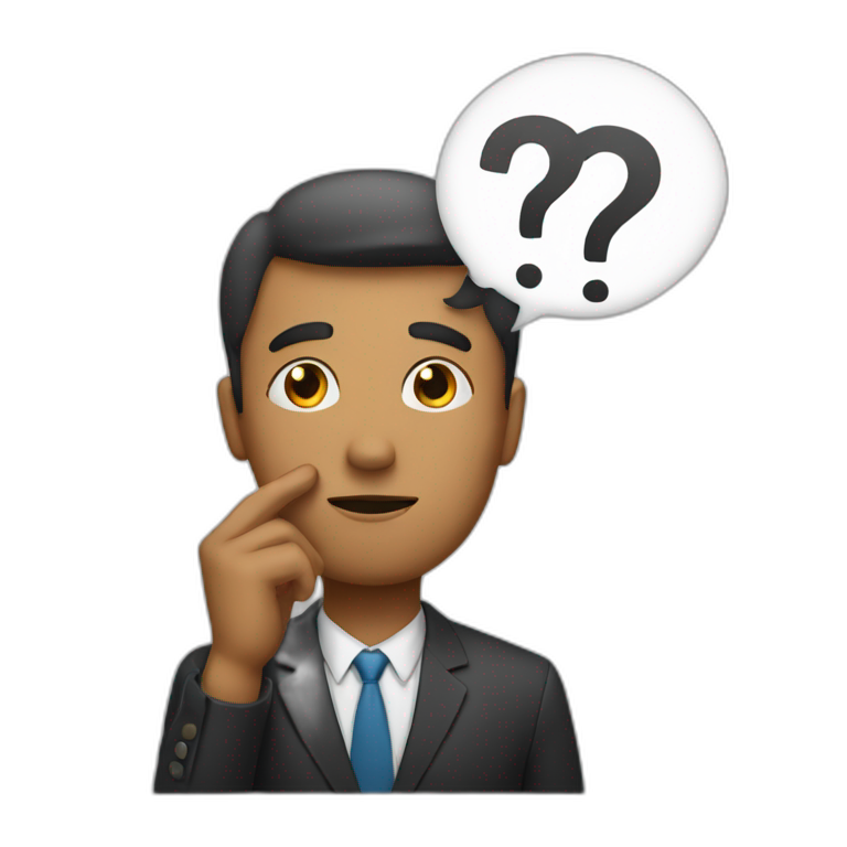 a man that is thinking with question mark above his head emoji