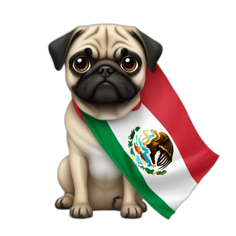 Pug with mexican flag emoji