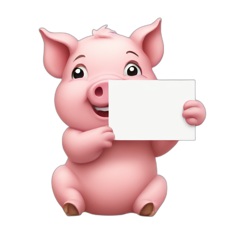 pig holding sign emoji