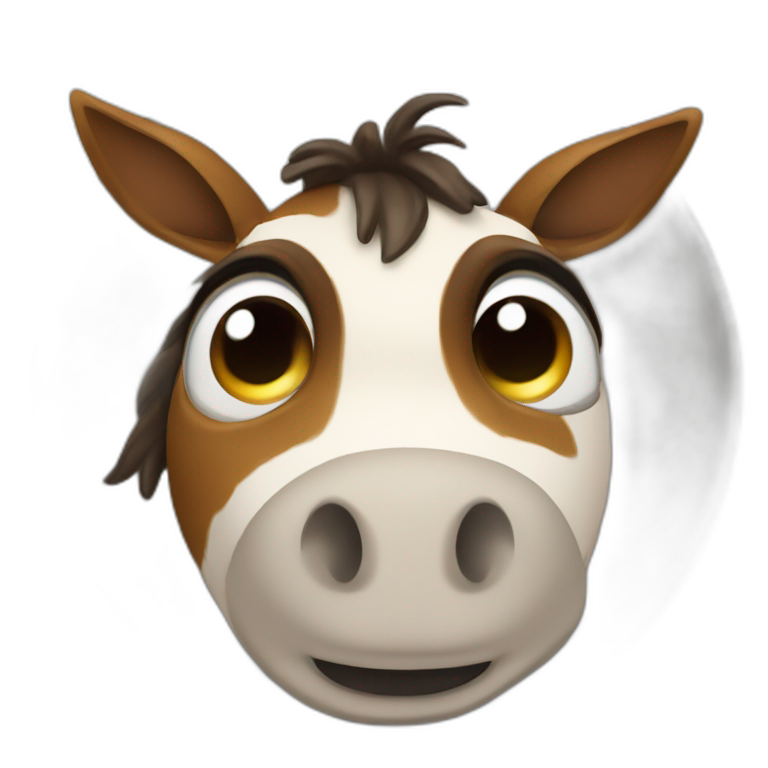 3d sphere with a cartoon Mule skin texture with big calm eyes emoji