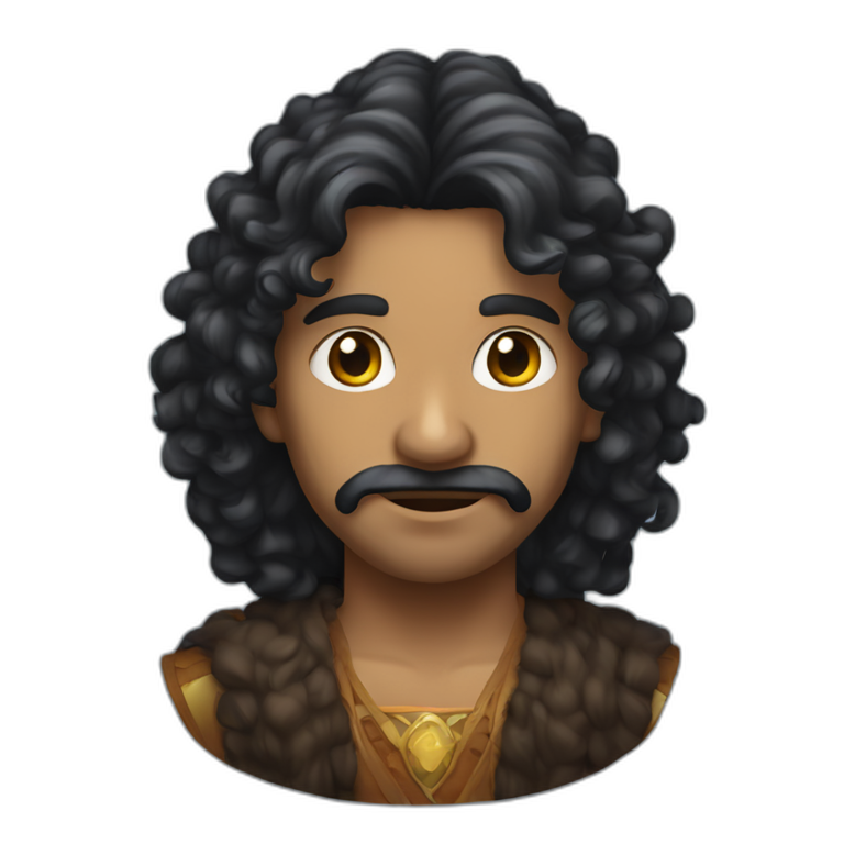 Long dark curly hair Indian dungeon master emoji