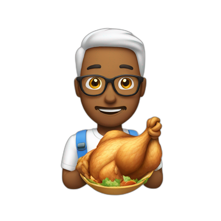 Man eating chicken emoji