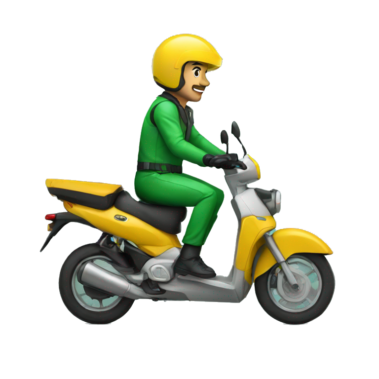 Moto delivery con traje verde emoji