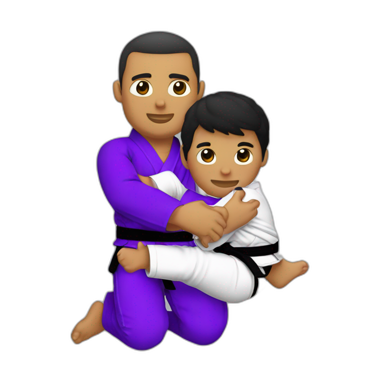 jiu jitsu purple belt black gi performing armbar to uke white gi emoji