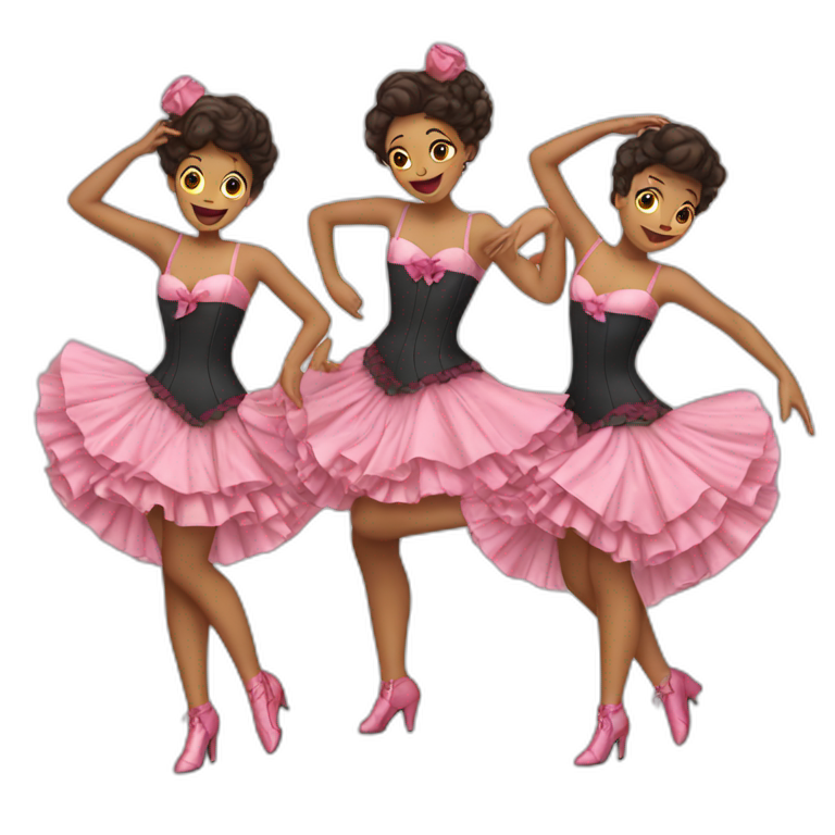 Three girls dancing cancan emoji