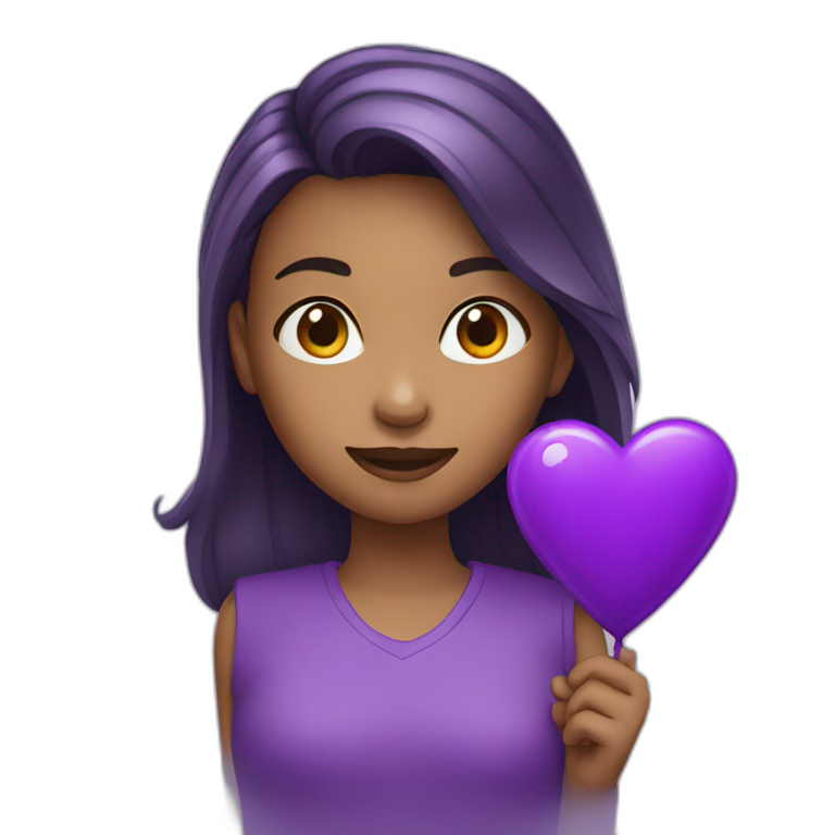 Girl with purple heart emoji