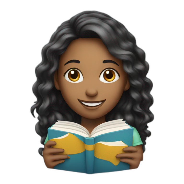 smiling girl with book emoji