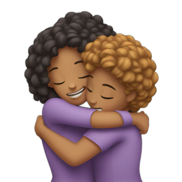 Two girls hugging each other emoji