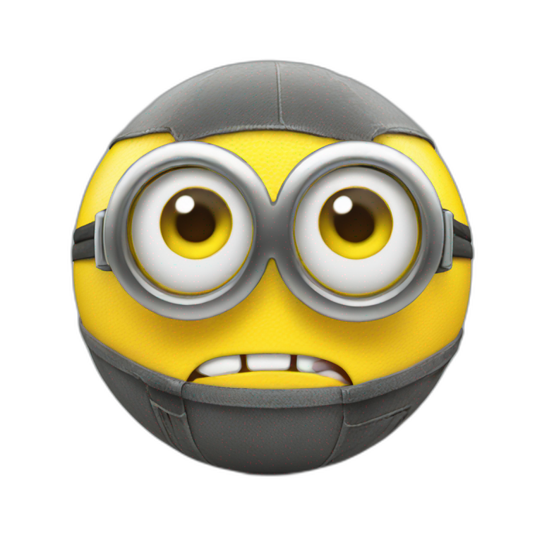 3d sphere with a cartoon minion face texture emoji