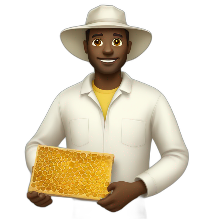 tall black man beekeeper holding honeycomb full body emoji