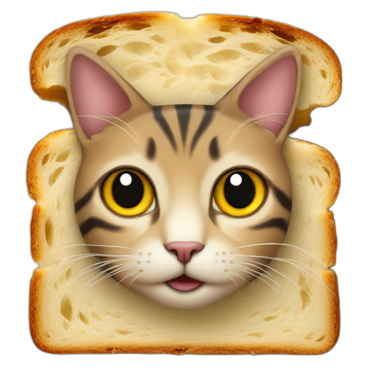cat face in a slice of bread emoji