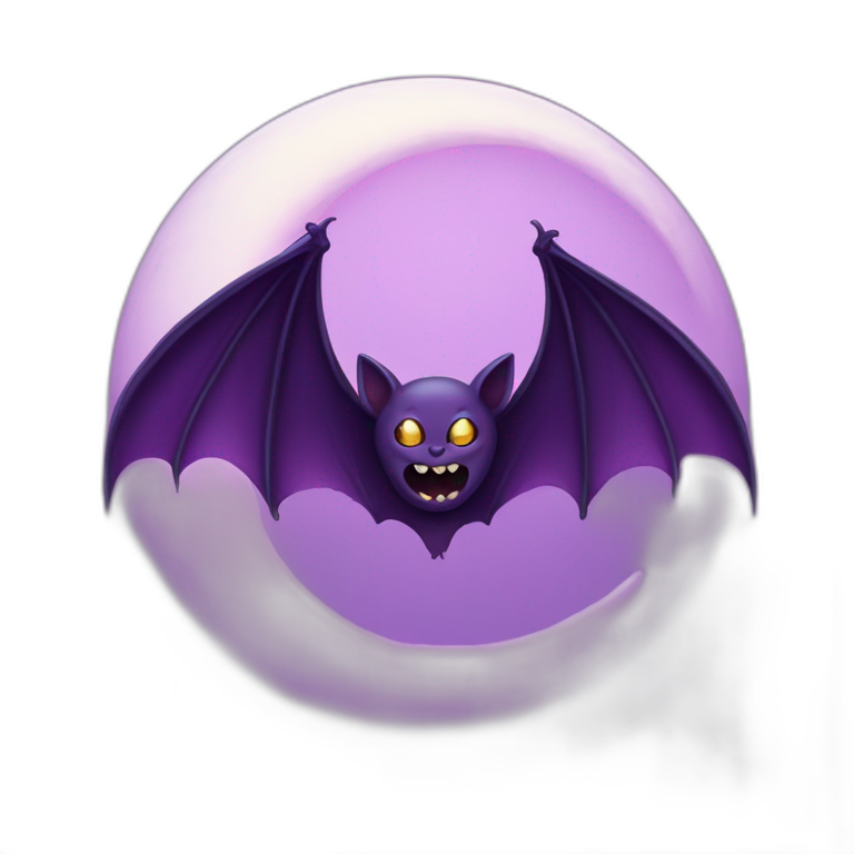 purple dripping vampire bat wings flying  in front of large crescent moon emoji