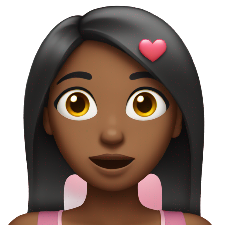 surprised black woman with straight hair with hearts for eyes emoji
