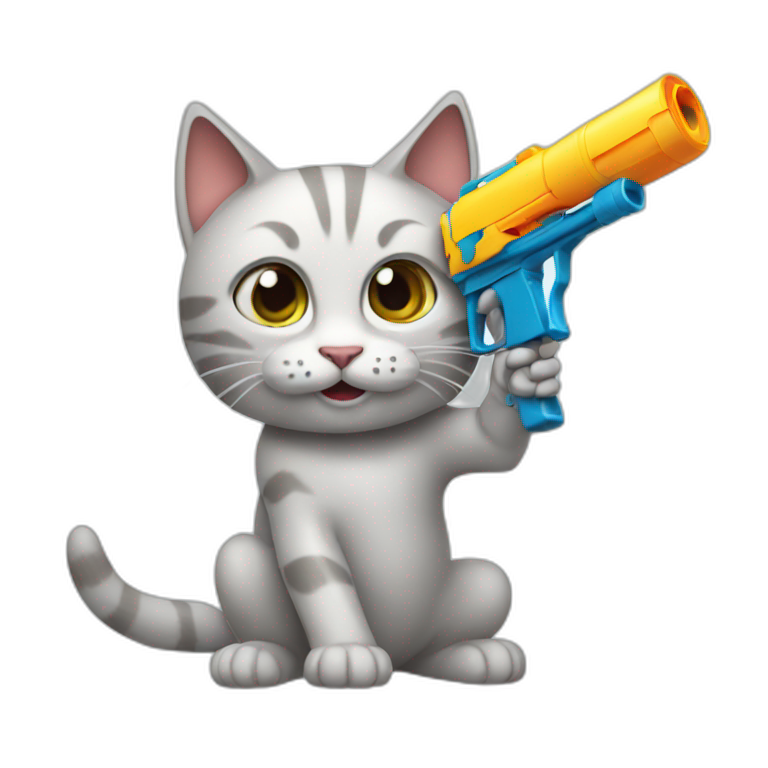 cat with watergun emoji