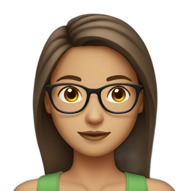 brown hair girl with glasses emoji