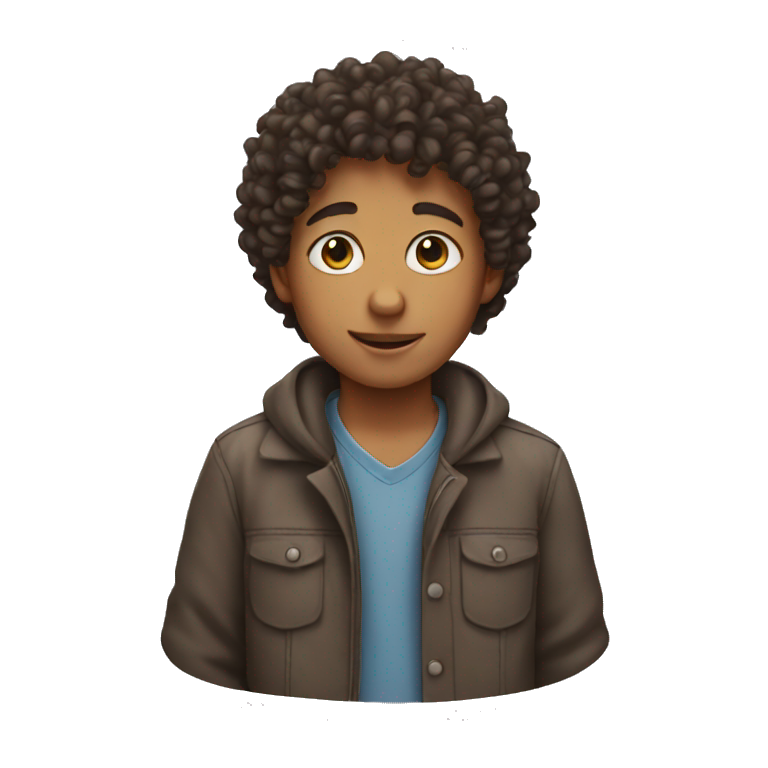 Boy with curly hair  emoji