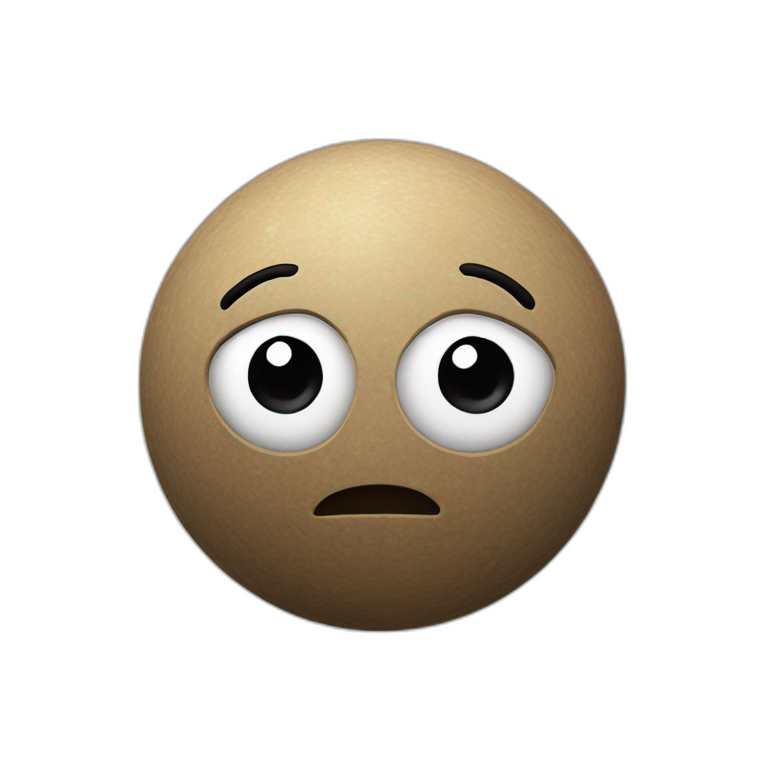 3d sphere with a cartoon bedrock texture with big calm eyes emoji