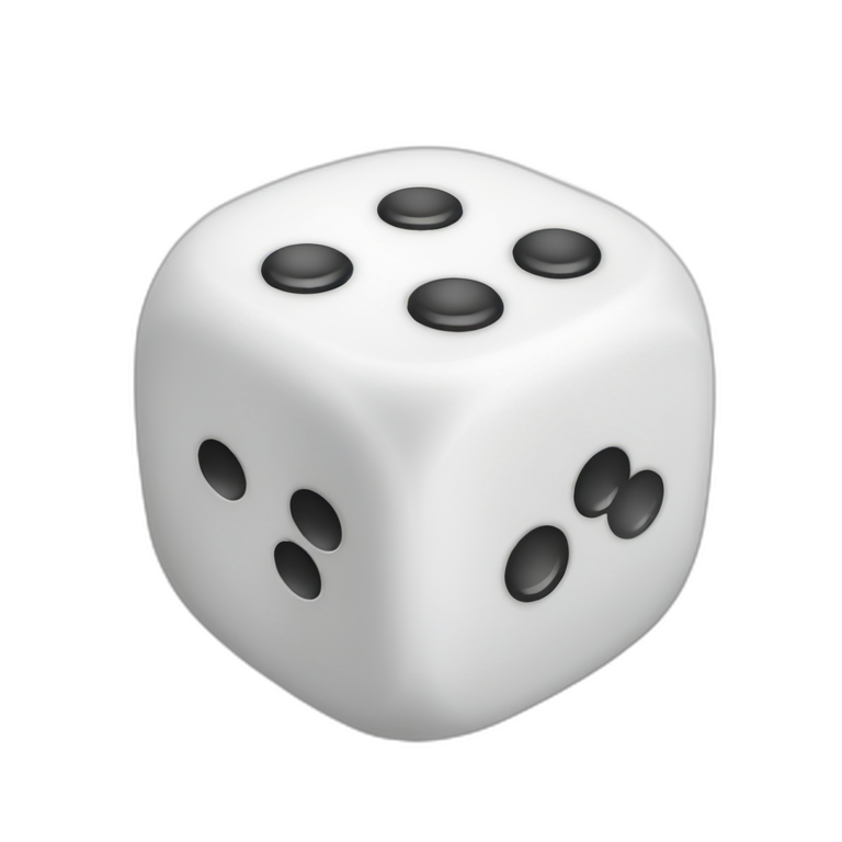 white dice  with the 4 the 5 and the 6 visible emoji